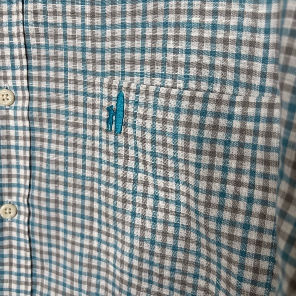 Johnnie-O Hangin’ Out Plaid Button Down Large Blue Gray Long Sleeve Cotton - Picture 4 of 10